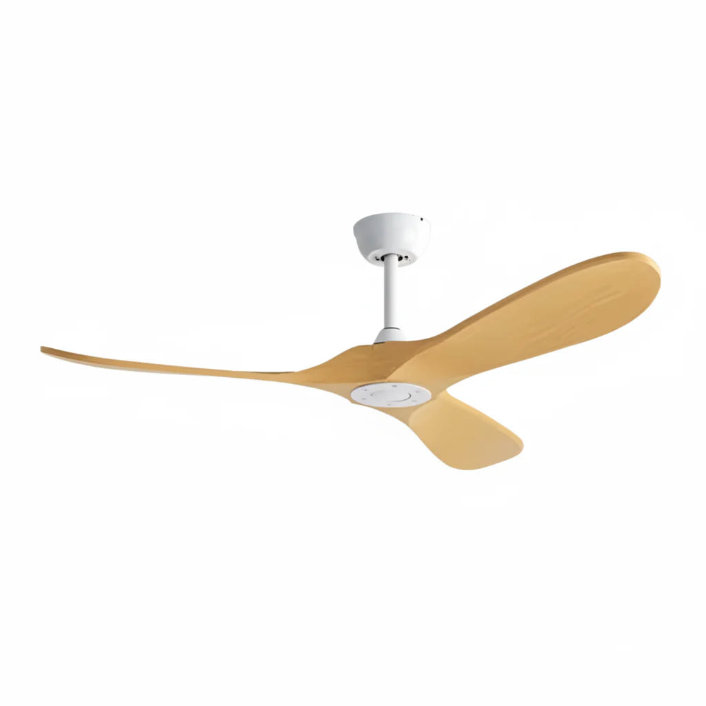 Quiet Vintage Ceiling Fan - White and Light Brown ABS