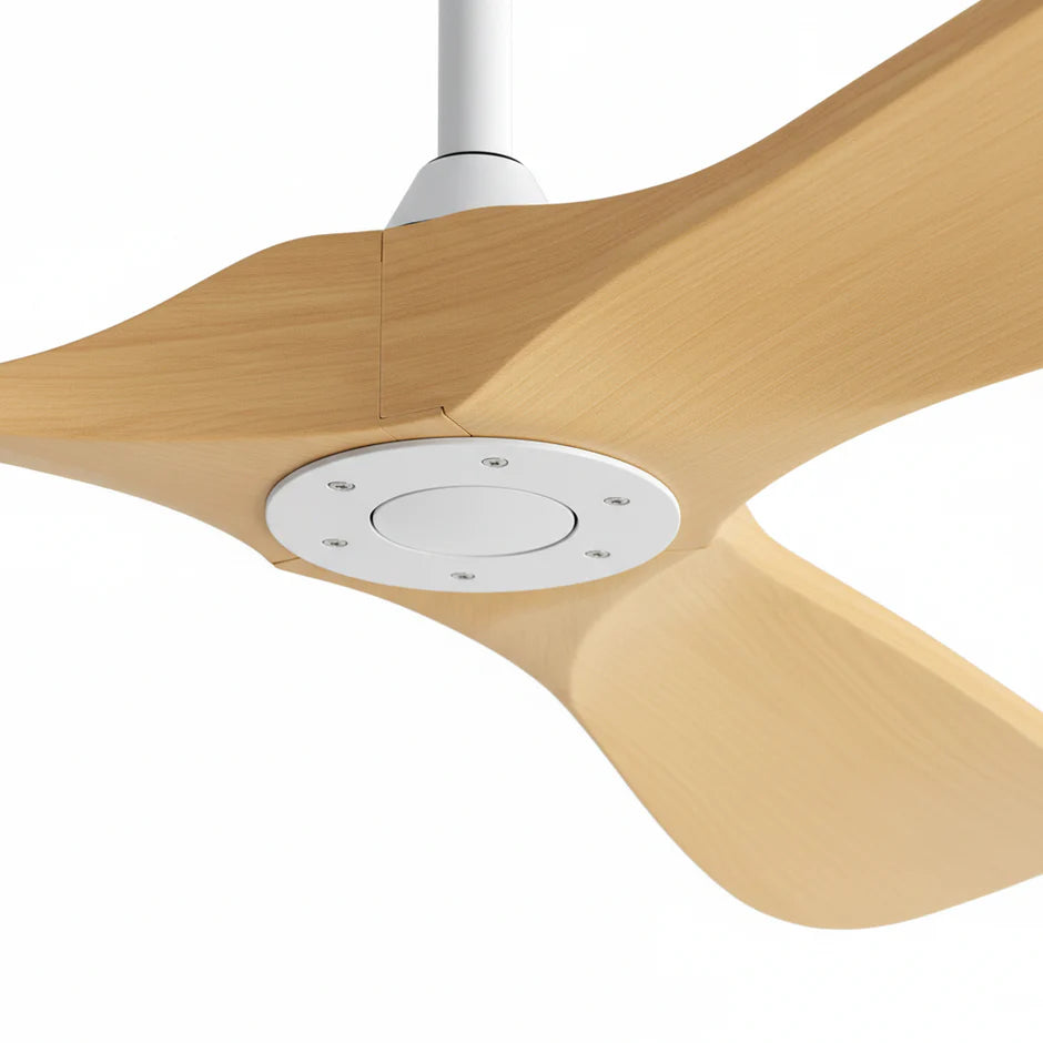 Quiet Vintage Ceiling Fan - White and Light Brown ABS