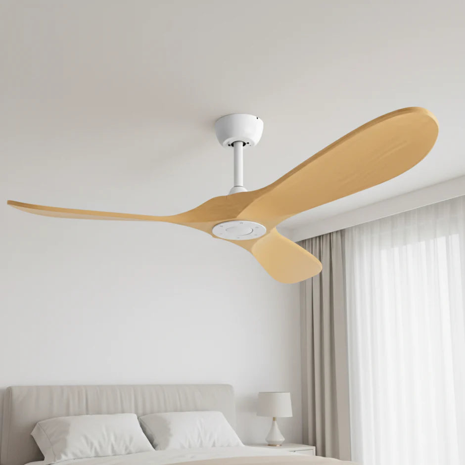 Quiet Vintage Ceiling Fan - White and Light Brown ABS