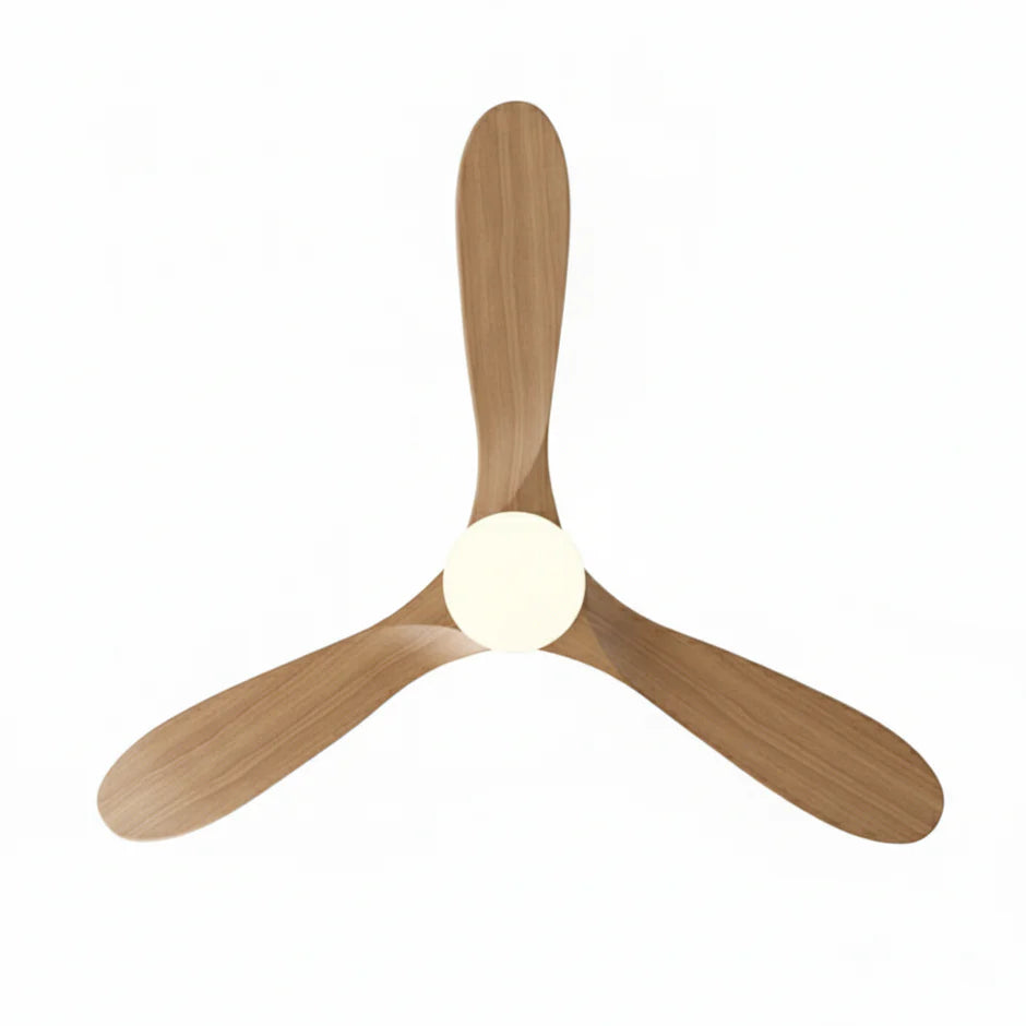 Silent Vintage Ceiling Fan with LED - Silver and Natural Brown ABS