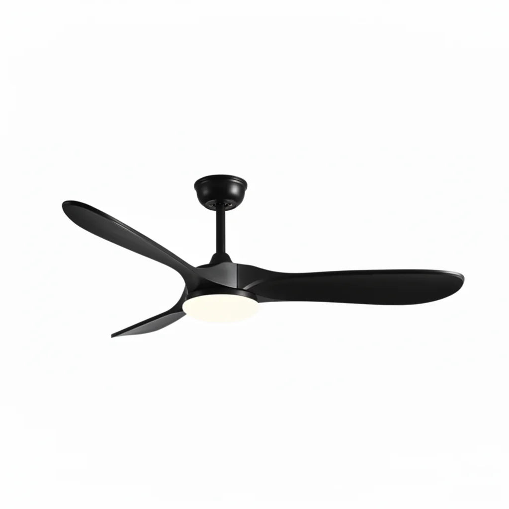 Quiet Vintage Ceiling Fan with LED - Black and Black ABS