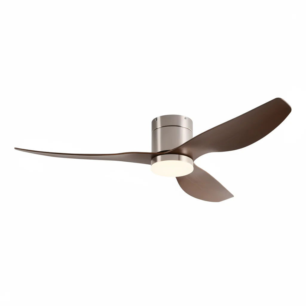 Quiet Ceiling Fan with Integrated LED - Silver & Dark Wood ABS