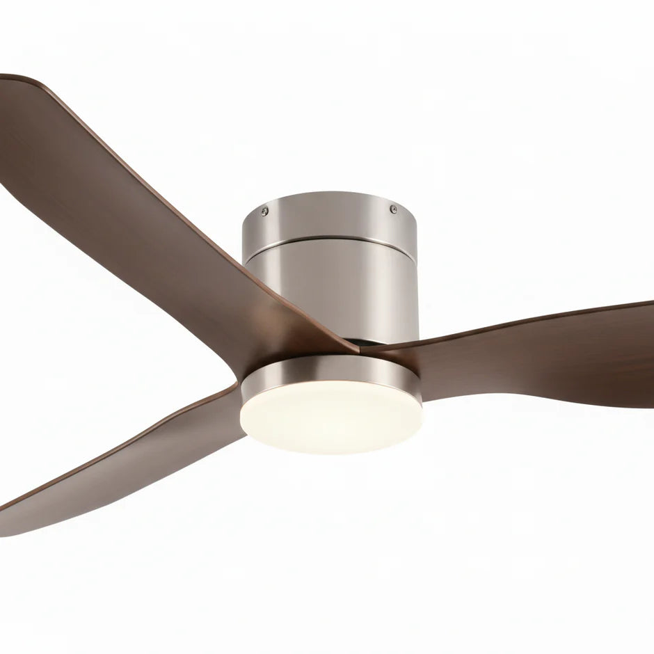 Quiet Ceiling Fan with Integrated LED - Silver & Dark Wood ABS