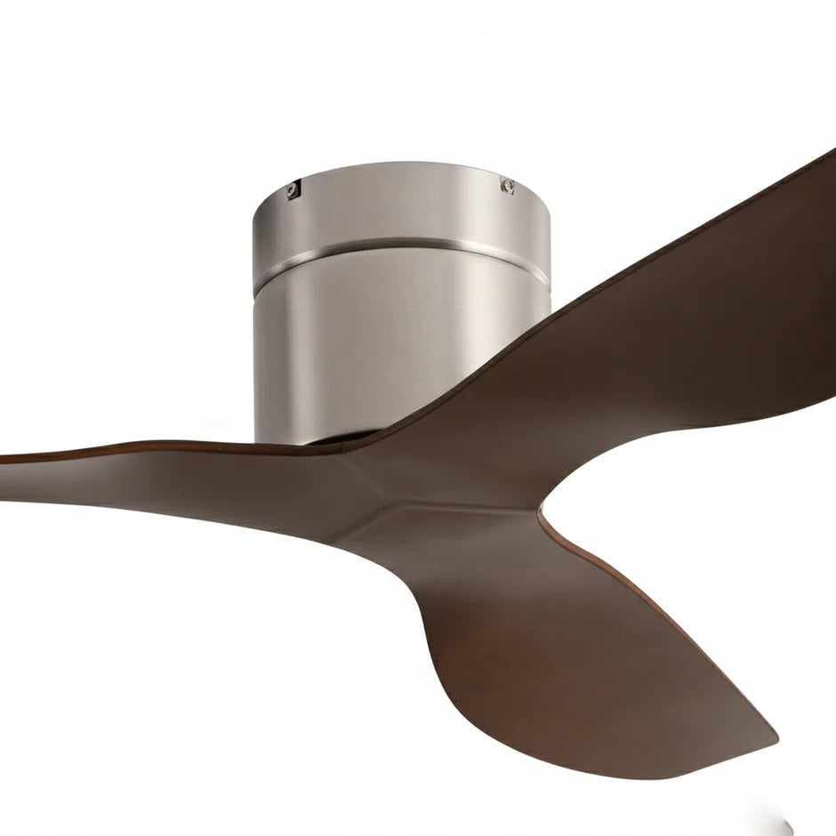 Ultra-Slim Ceiling Fan - Silver & Dark Wood ABS