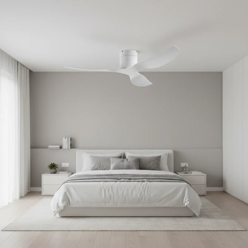 Ultra-Slim Ceiling Fan - White & White ABS