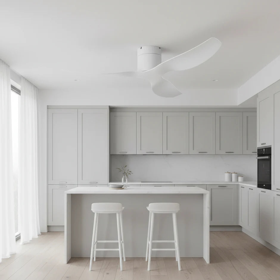 Ultra-Slim Ceiling Fan - White & White ABS