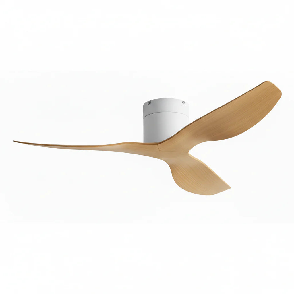 Ultra-slim Ceiling Fan - White & Light Wood ABS