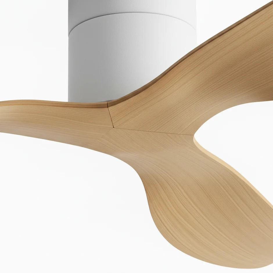 Ultra-slim Ceiling Fan - White & Light Wood ABS