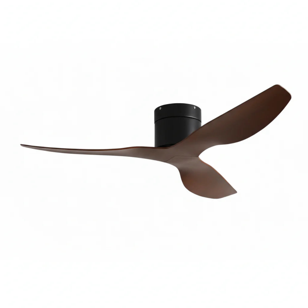 Ultra-Slim Ceiling Fan - Black & Dark Wood ABS