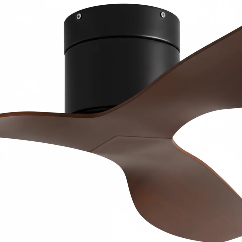 Ultra-Slim Ceiling Fan - Black & Dark Wood ABS