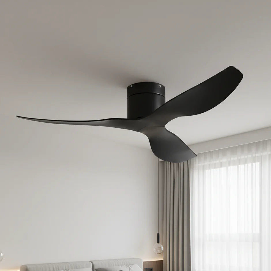 Ultra-flat Ceiling Fan - Black & Black ABS