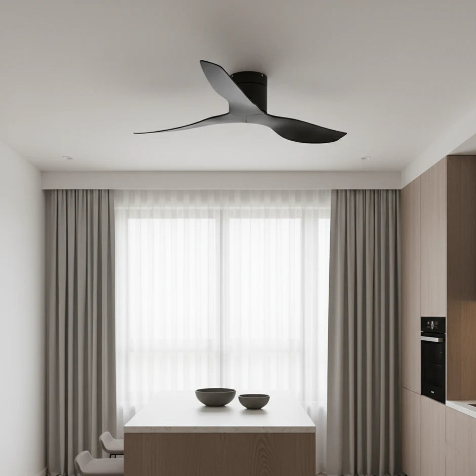 Ultra-flat Ceiling Fan - Black & Black ABS
