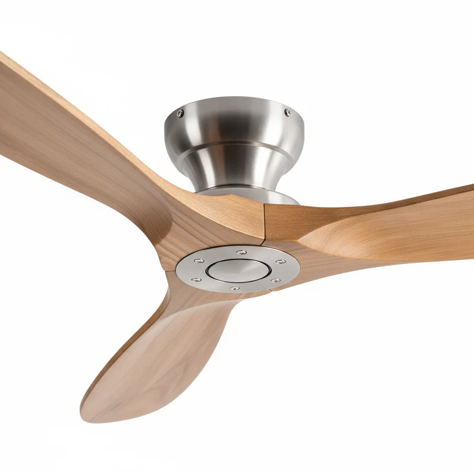 Solid Wood Ceiling Fan – Natural Wood and Silver