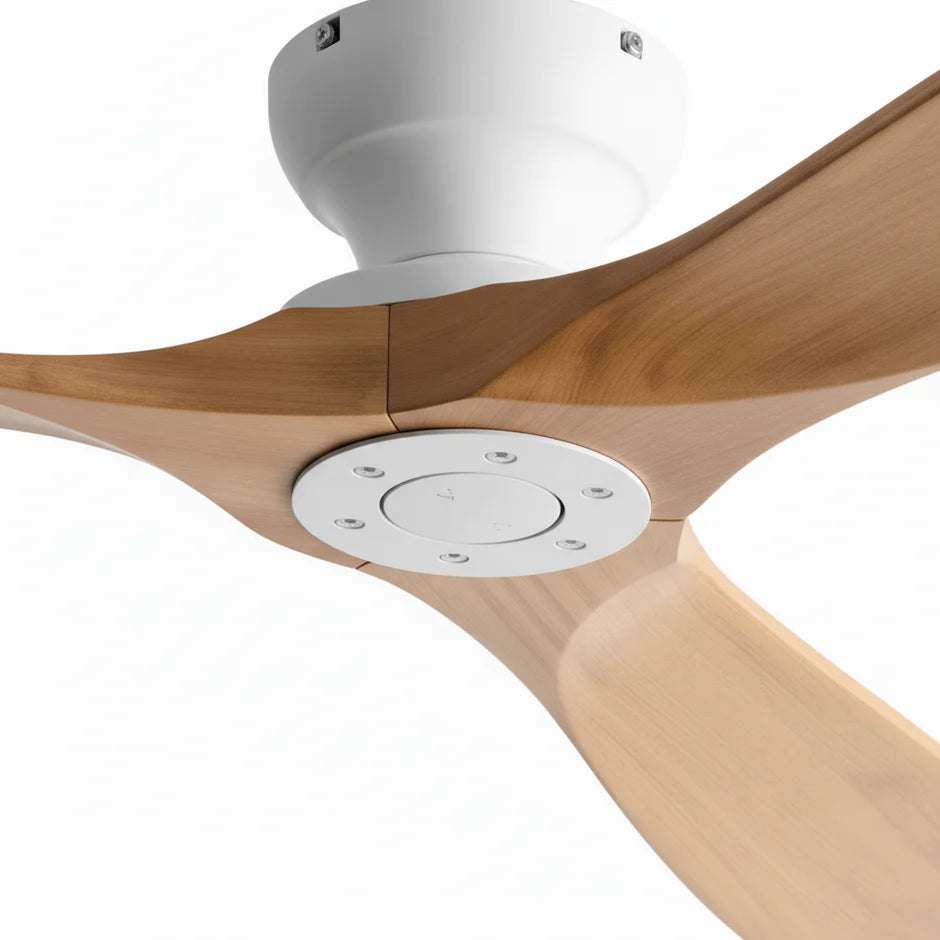 Solid Wood Ceiling Fan – Natural Wood and White