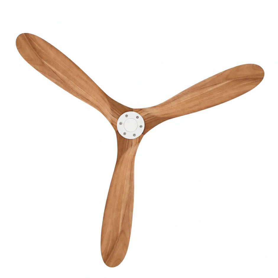 Solid Wood Ceiling Fan – Natural Wood and White