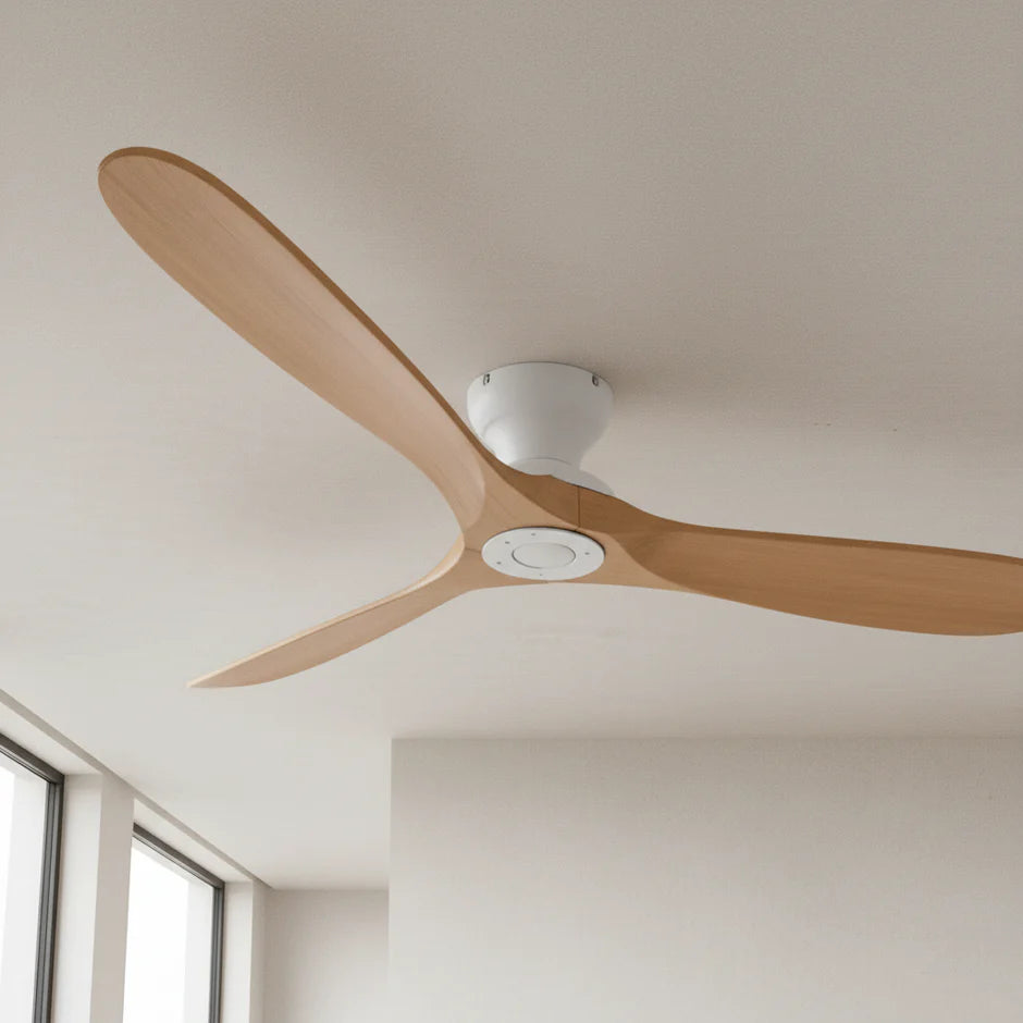 Solid Wood Ceiling Fan – Natural Wood and White