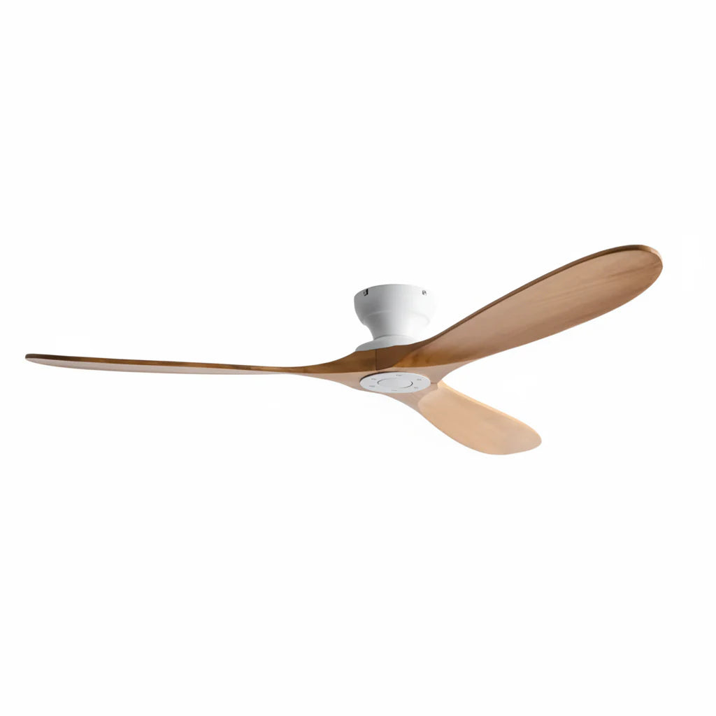 Solid Wood Ceiling Fan – Natural Wood and White
