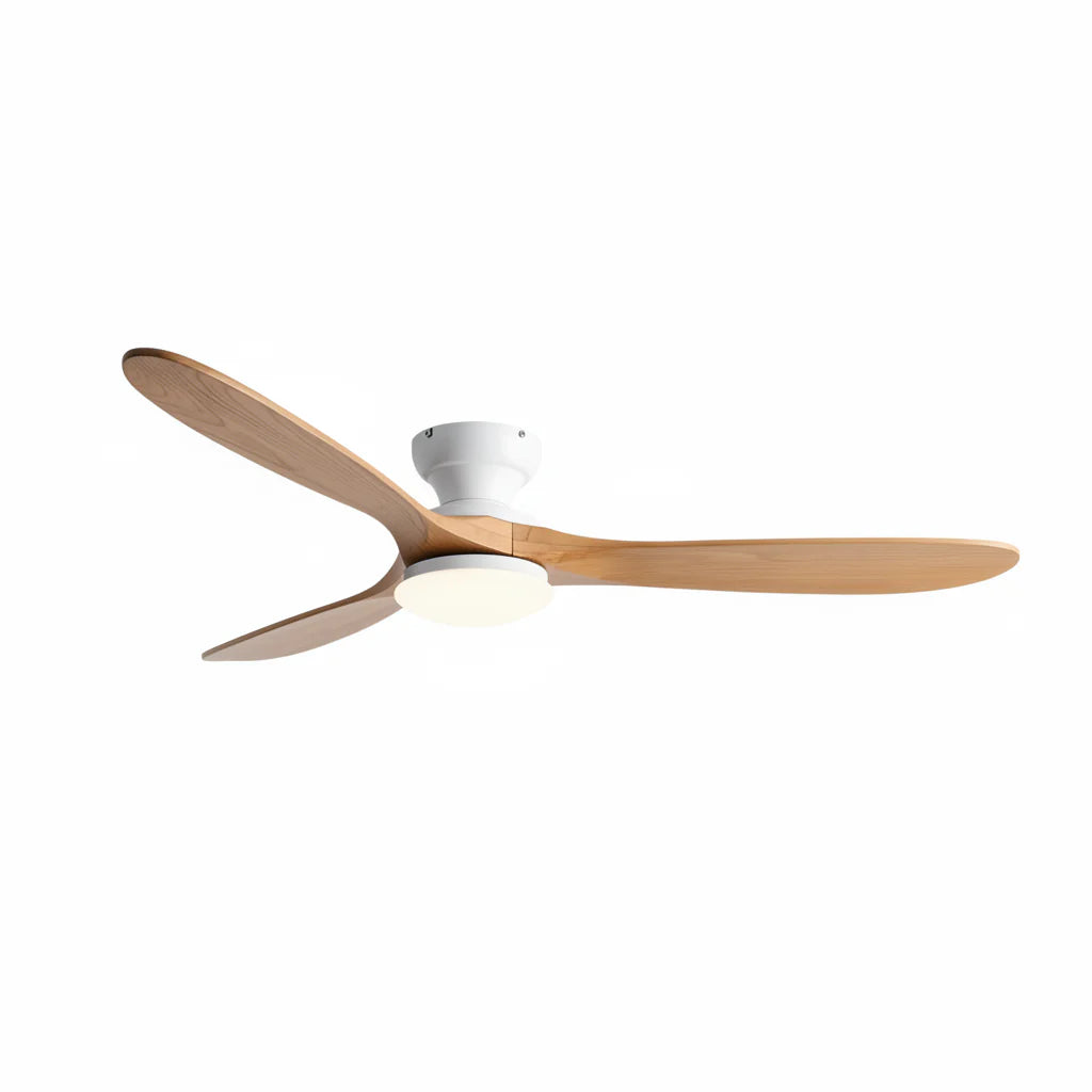 LED Ceiling Fan – Natural Wood and White
