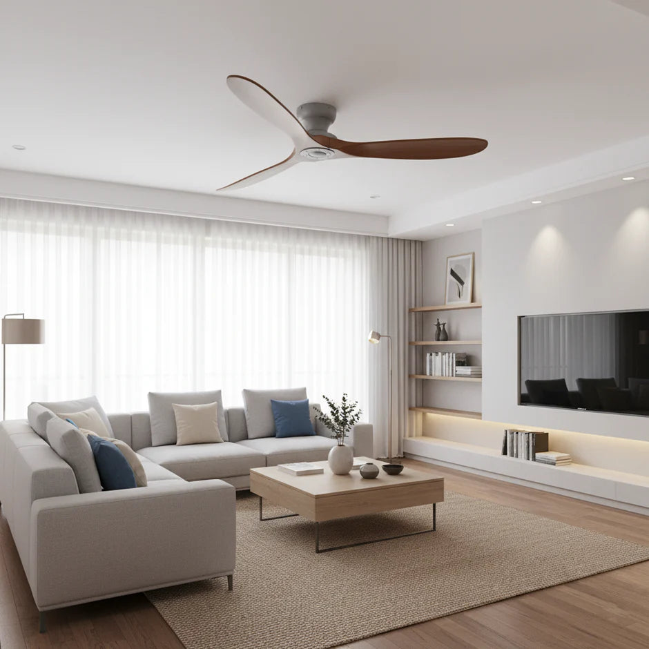 Solid Wood Ceiling Fan – Dark Wood and Gray