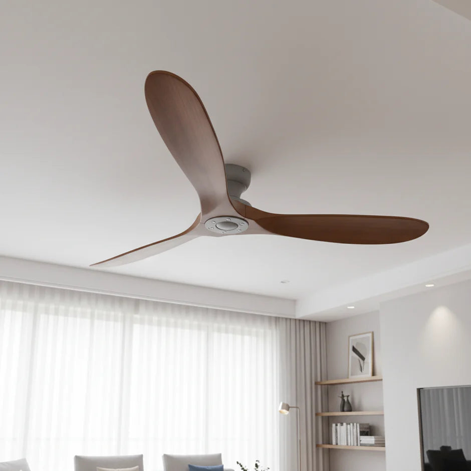 Solid Wood Ceiling Fan – Dark Wood and Gray
