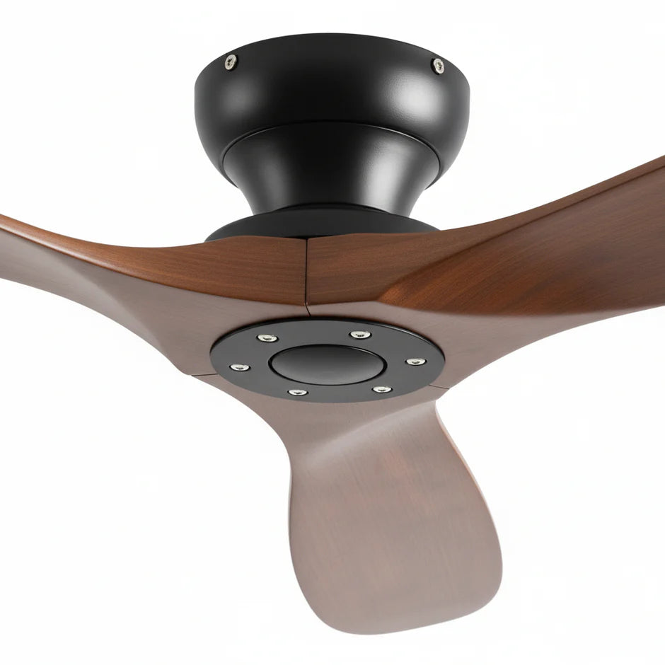 Solid Wood Ceiling Fan – Dark Wood and Black