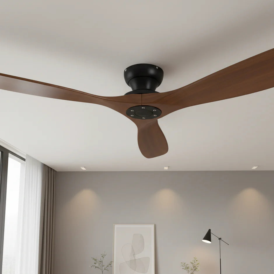 Solid Wood Ceiling Fan – Dark Wood and Black