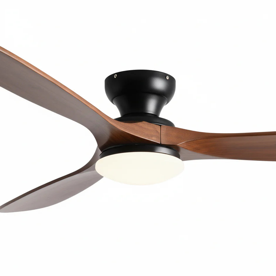 Ceiling Fan with LED Light – Dark Wood and Black