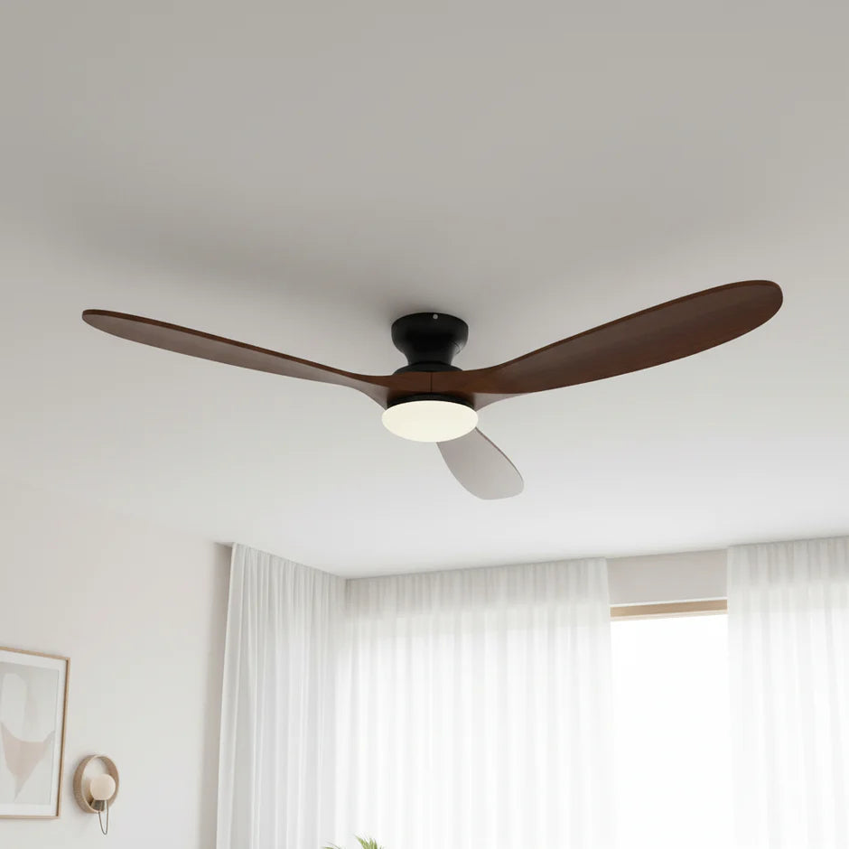 Ceiling Fan with LED Light – Dark Wood and Black