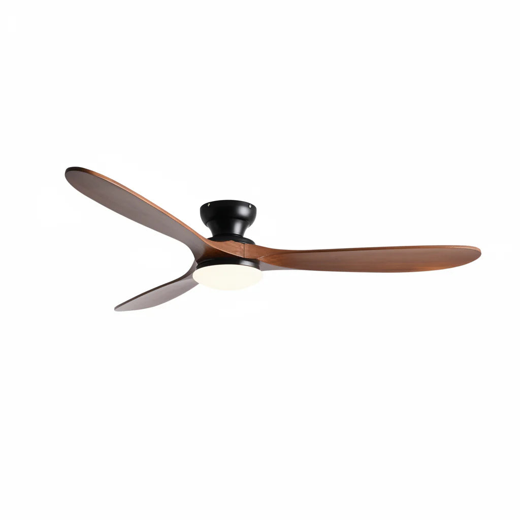 Ceiling Fan with LED Light – Dark Wood and Black