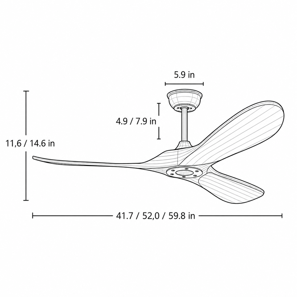 Silent Vintage Ceiling Fan - White and White ABS
