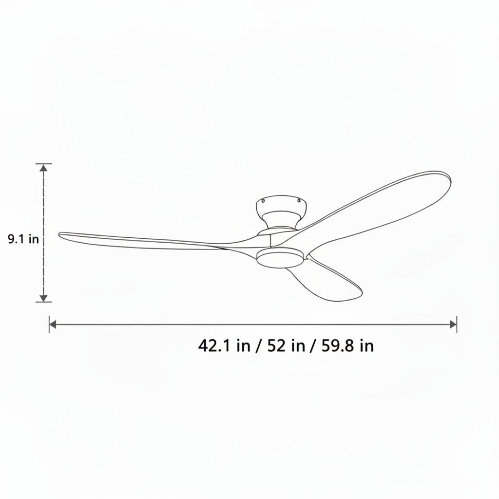 Ceiling Fan with LED Light – Dark Wood and Black