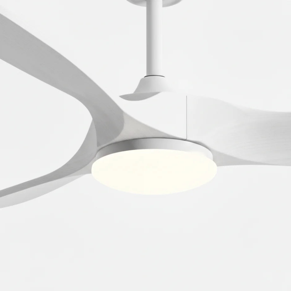 Vintage Silent Ceiling Fan with LED - White and White ABS