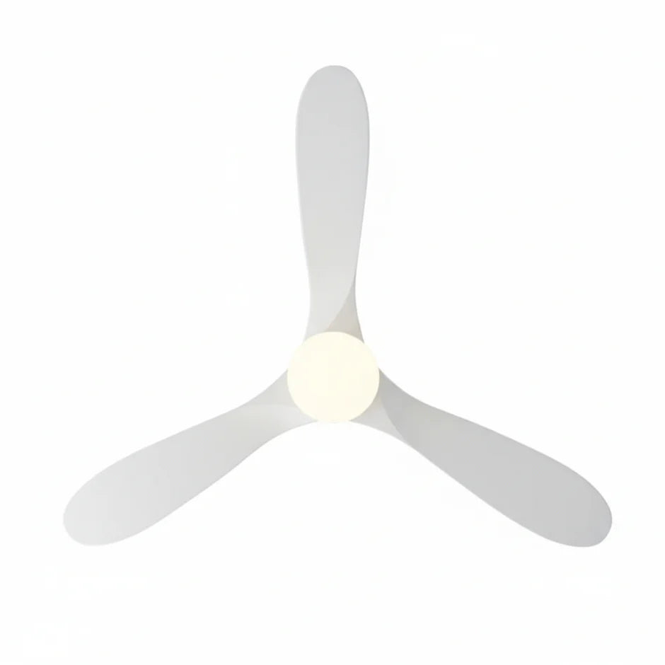 Vintage Silent Ceiling Fan with LED - White and White ABS