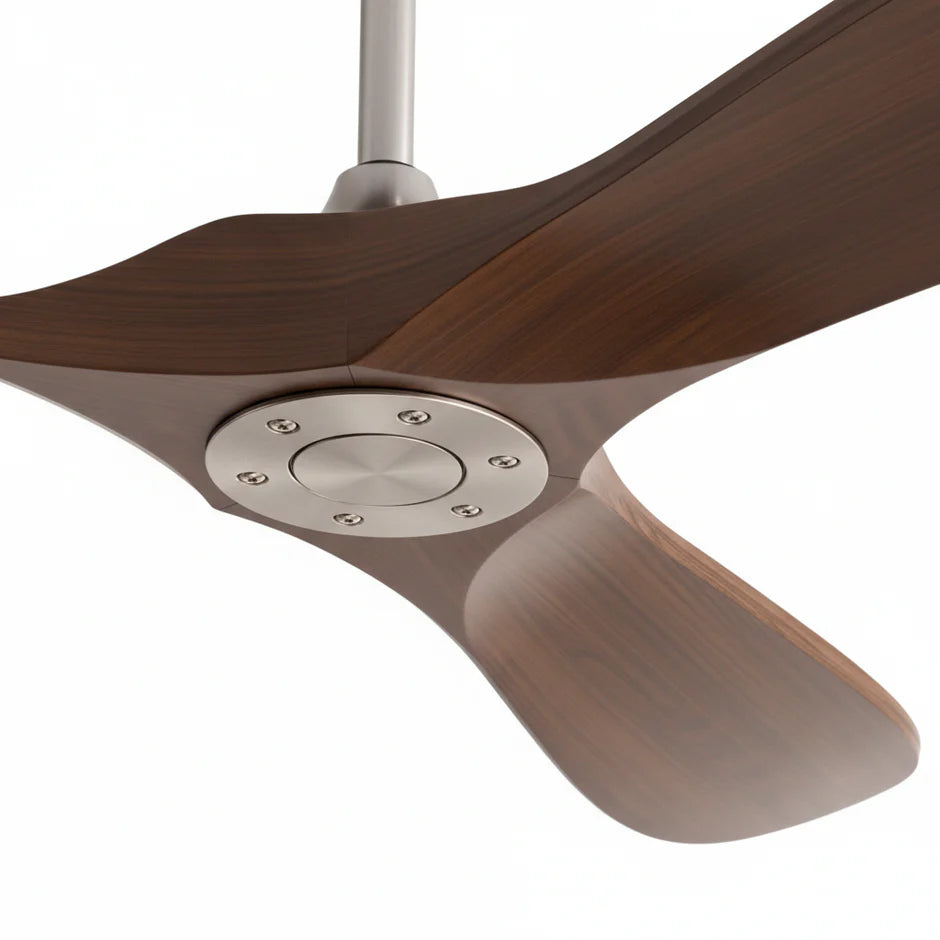 Silent Vintage Ceiling Fan - Silver and Dark Brown ABS