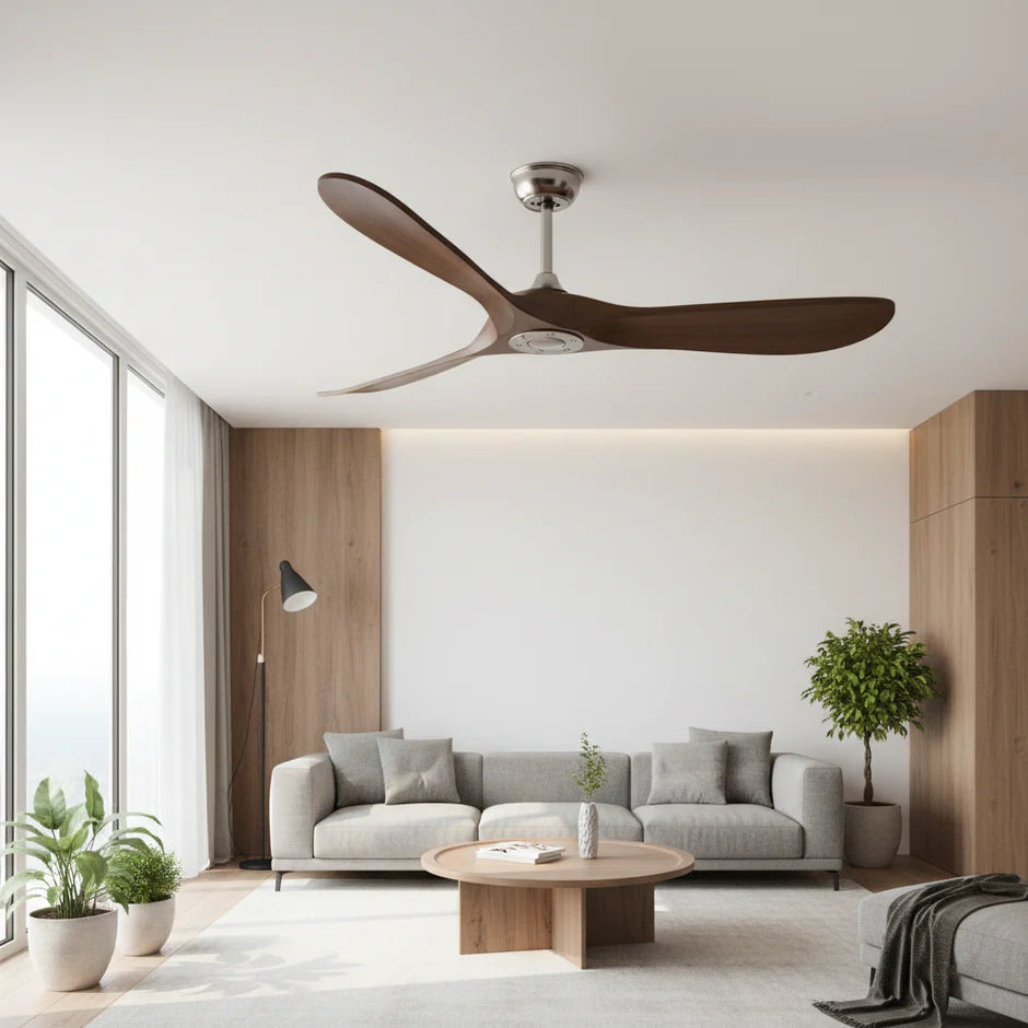 Silent Vintage Ceiling Fan - Silver and Dark Brown ABS