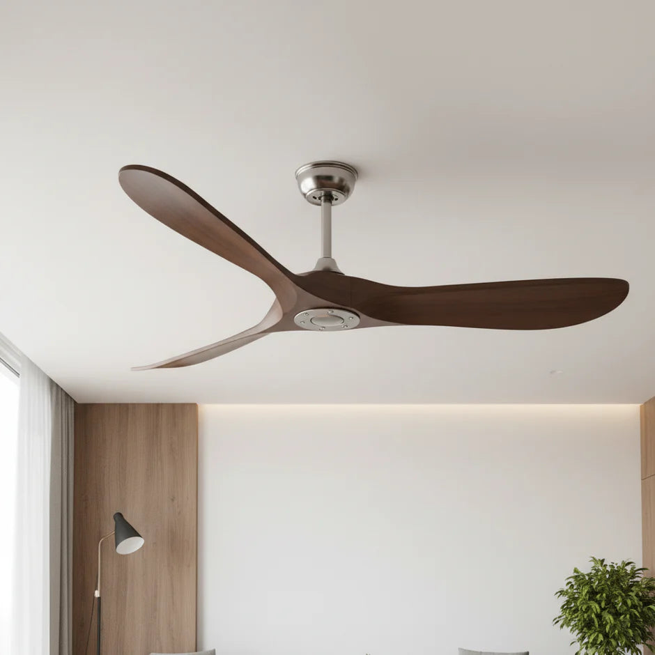 Silent Vintage Ceiling Fan - Silver and Dark Brown ABS