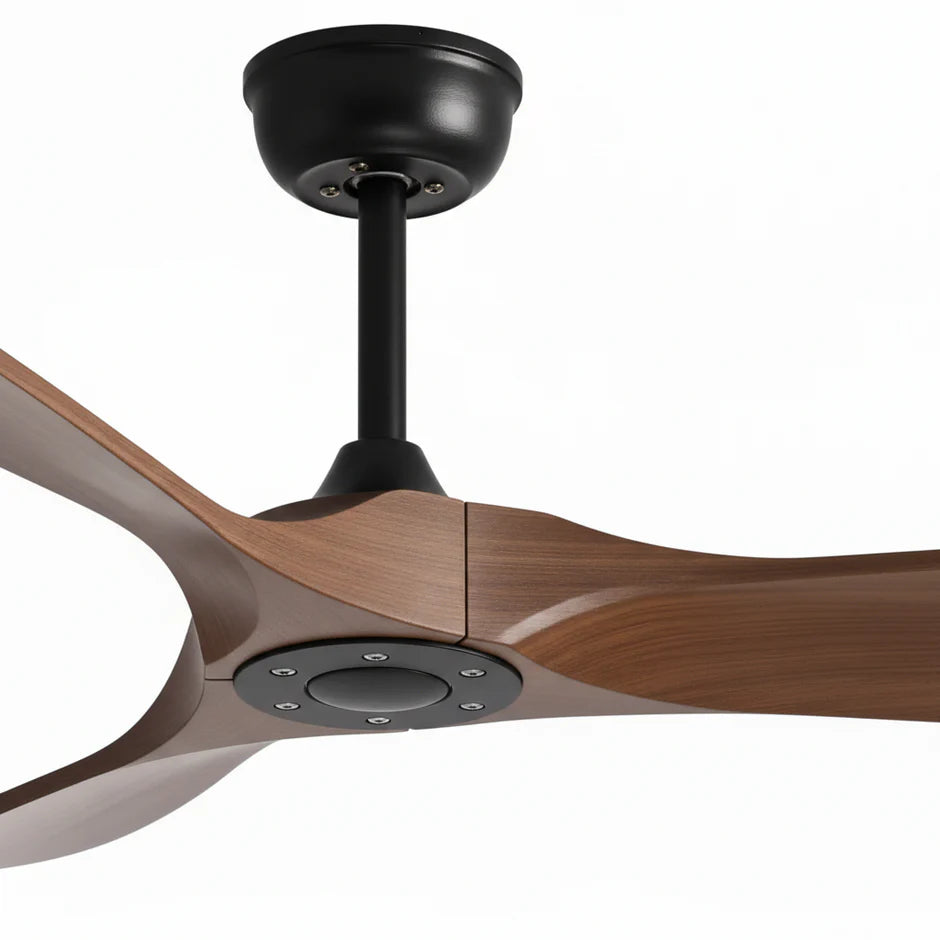 Quiet Vintage Ceiling Fan - Black and Dark Brown ABS
