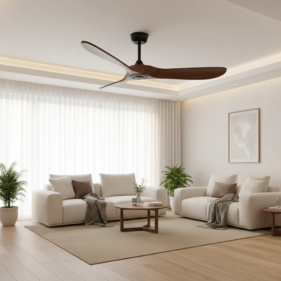 Quiet Vintage Ceiling Fan - Black and Dark Brown ABS
