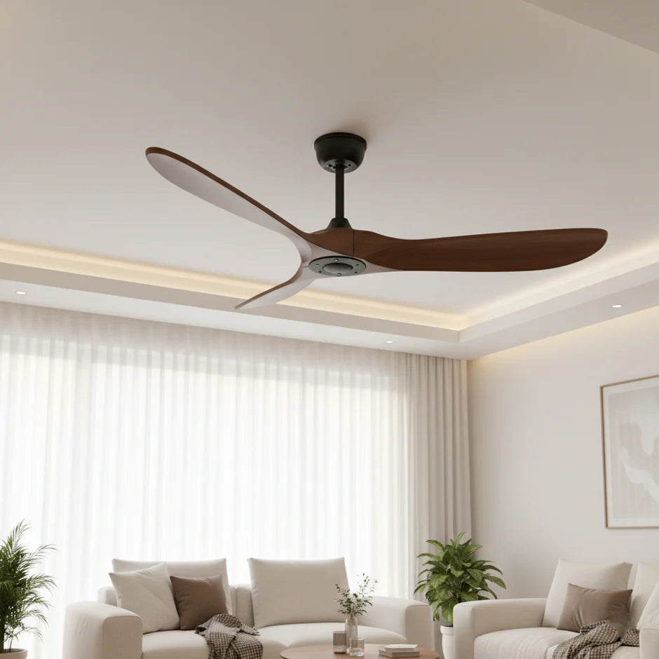 Quiet Vintage Ceiling Fan - Black and Dark Brown ABS