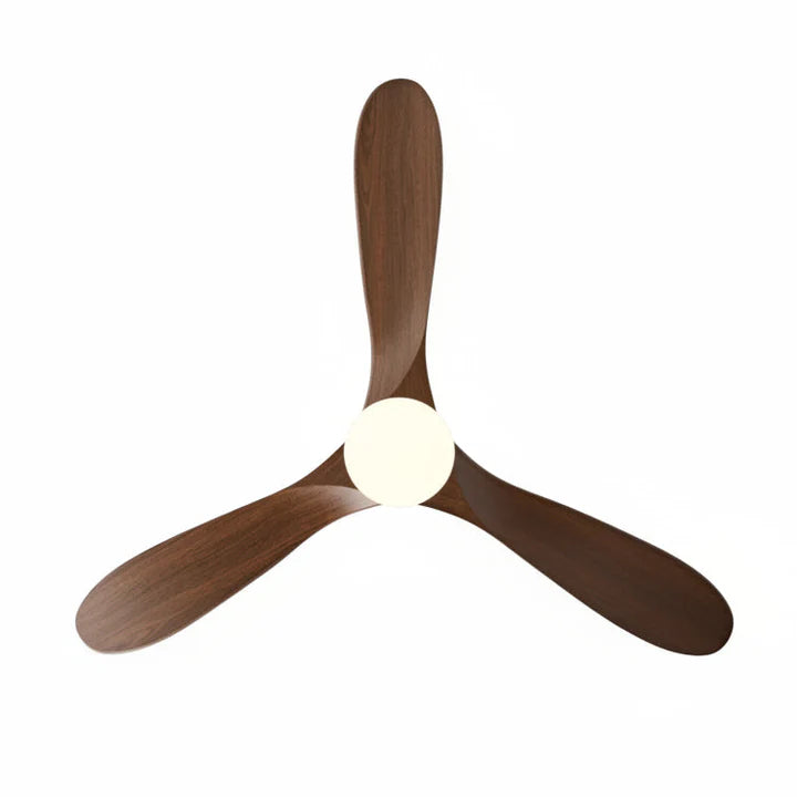 Silent Vintage Ceiling Fan with LED - Black and Dark Brown ABS