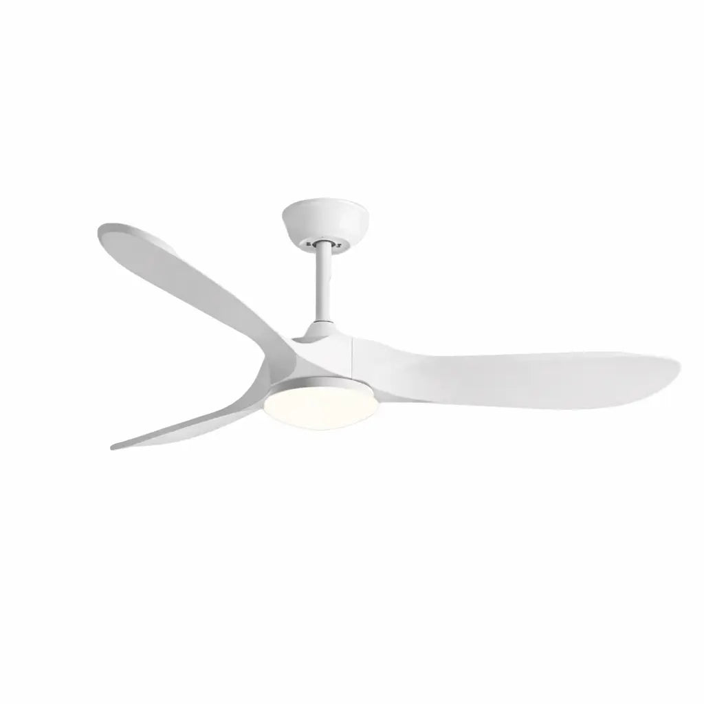 Vintage Silent Ceiling Fan with LED - White and White ABS