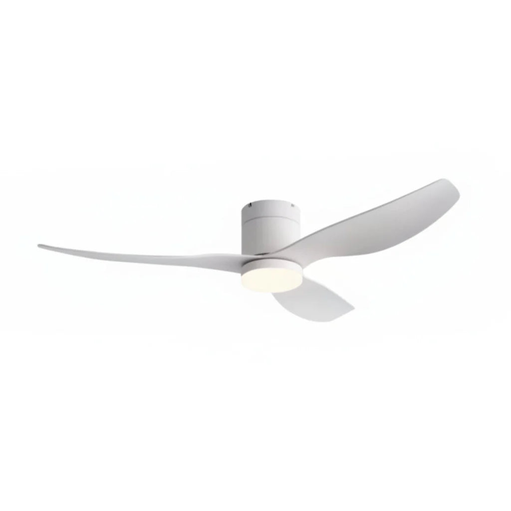 Quiet Ceiling Fan with Integrated LED Light - White & White ABS
