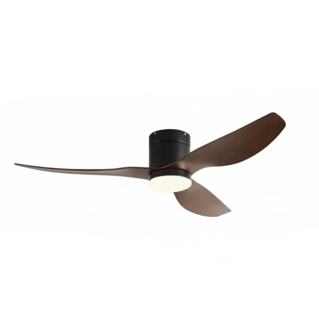 Silent Ceiling Fan with Integrated LED - Black & Dark Wood ABS
