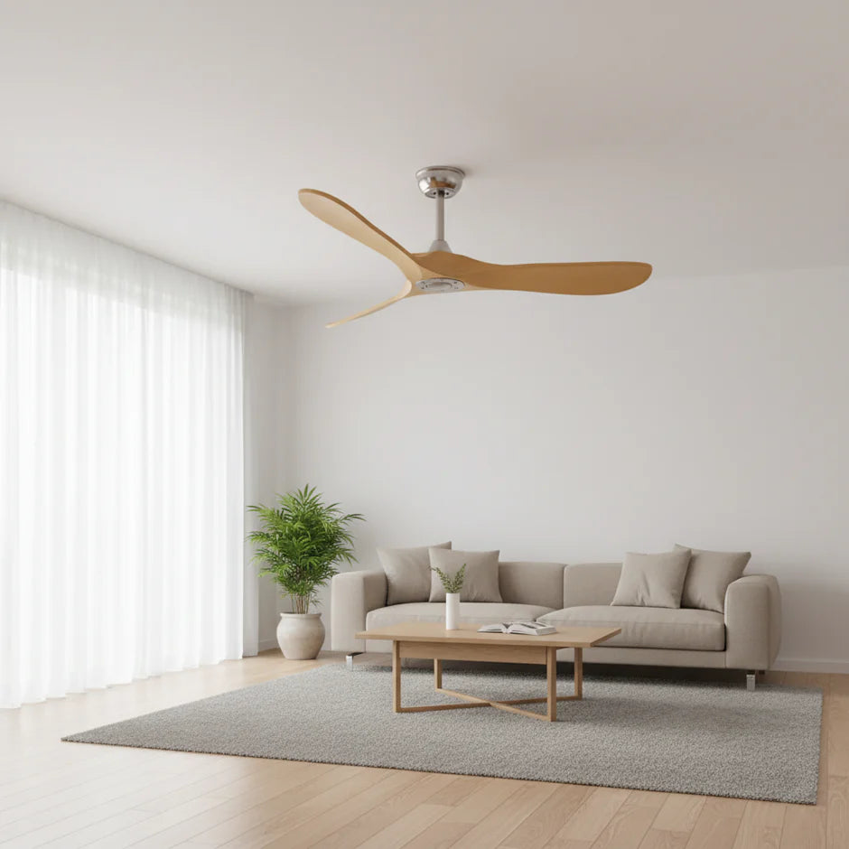 Vintage Silent Ceiling Fan - Silver and Light Brown ABS