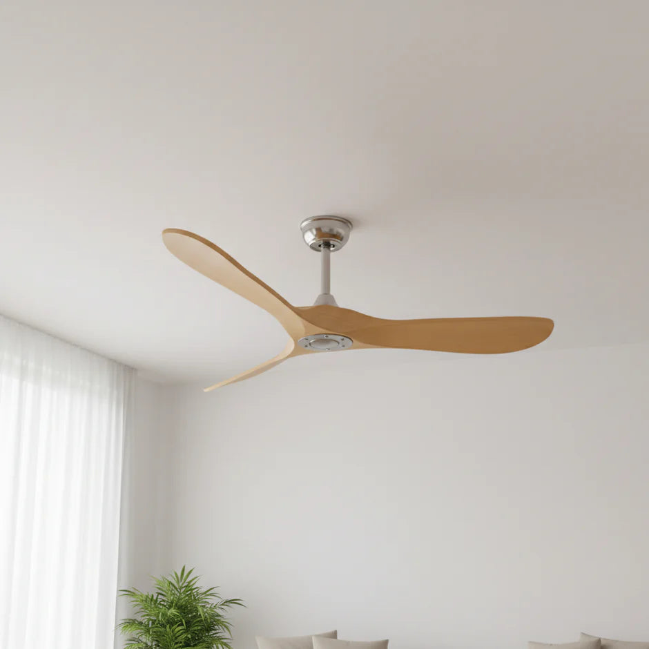 Vintage Silent Ceiling Fan - Silver and Light Brown ABS