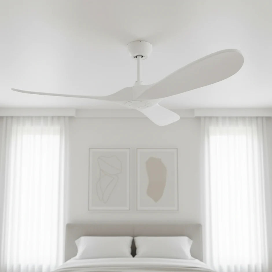 Silent Vintage Ceiling Fan - White and White ABS