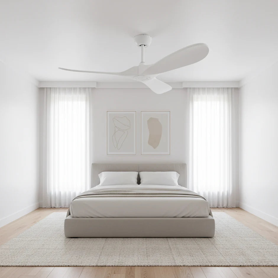 Silent Vintage Ceiling Fan - White and White ABS
